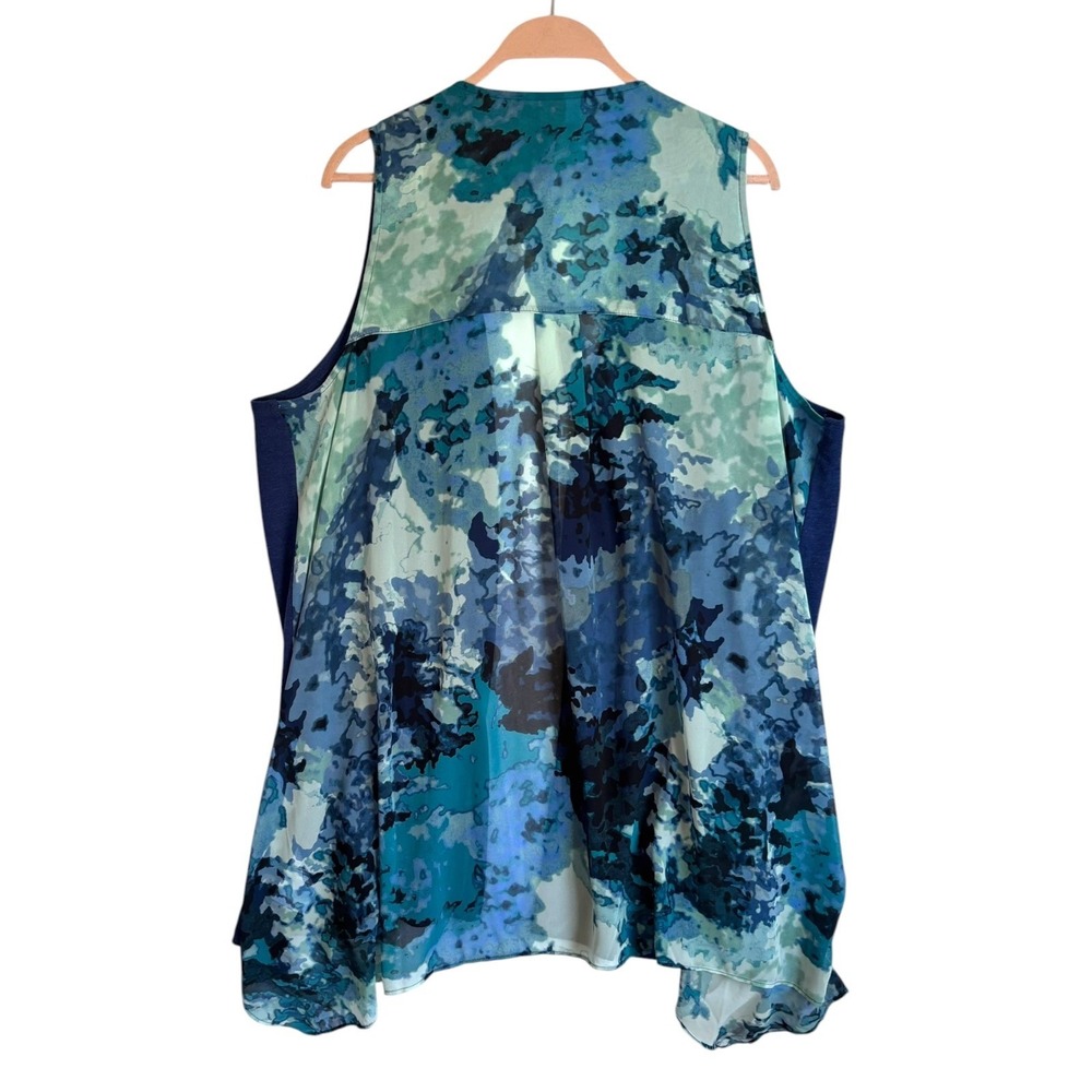 LOGO by Lori Goldstein Vest Sz 1X Watercolor Open Front Pocket Sleeveless Artsy - Picture 4 of 7
